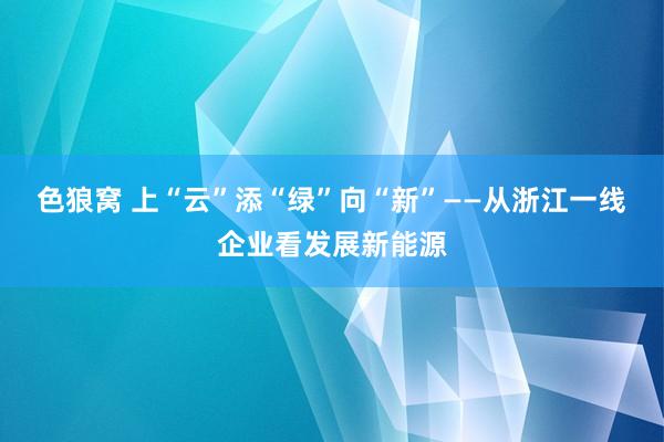 色狼窝 上“云”添“绿”向“新”——从浙江一线企业看发展新能源